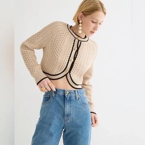 J. Crew Cropped Cable Knit Sweater Lady Jacket